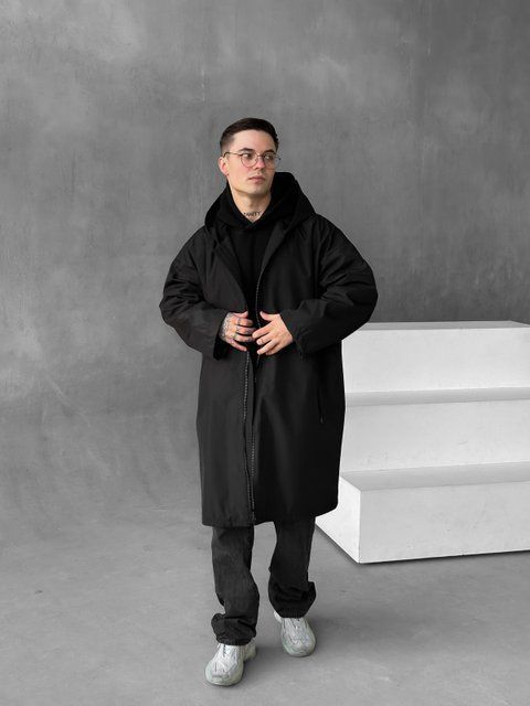 Чоловічий дощовик чорний Wt4 фото