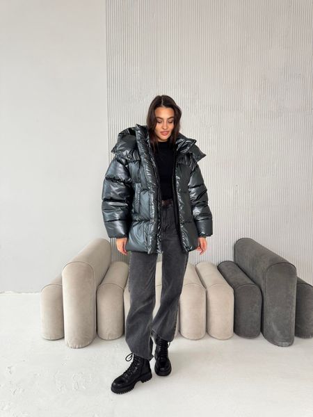 Жіночий пуховик oversize сріблястий Ph4 фото