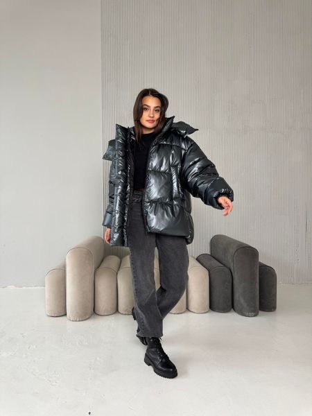 Жіночий пуховик oversize сріблястий Ph4 фото