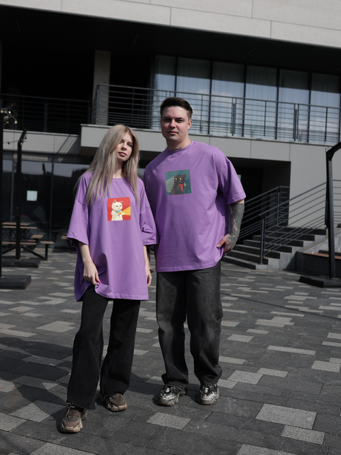 Футболка oversize фіолетова fi7p2 фото