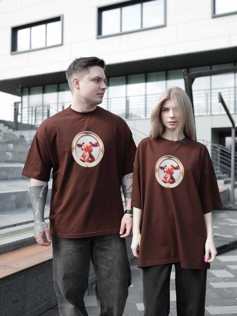 Футболка oversize коричнева fi3p10 фото