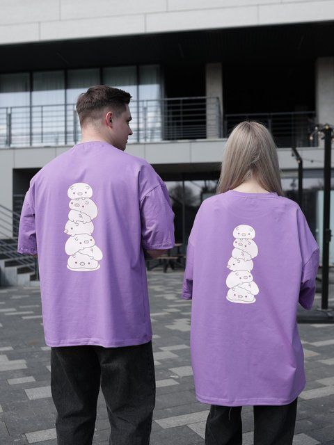 Футболка oversize фіолетова fi7p11 фото
