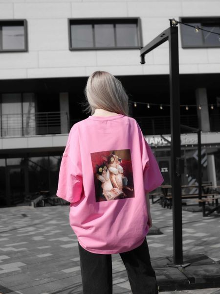 Футболка oversize рожева fi5p6 фото