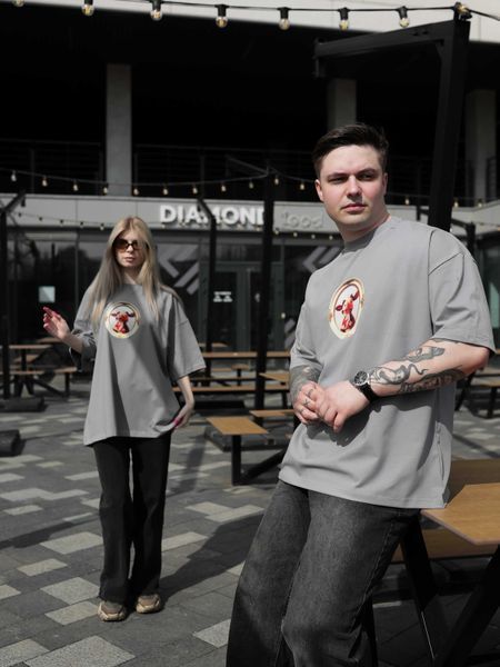 Футболка oversize сіра fi2p10 фото