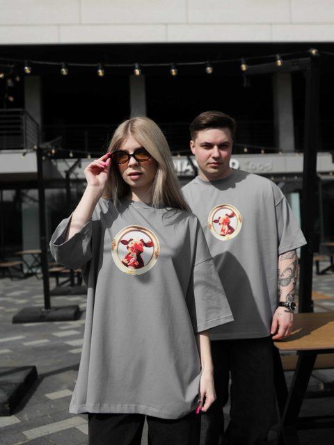 Футболка oversize сіра fi2p10 фото