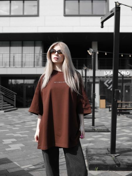 Футболка oversize коричнева fi3p8 фото