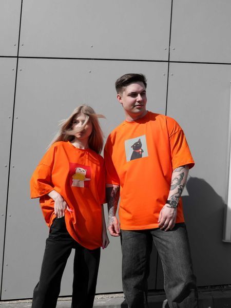 Футболка oversize оранжева fi6p3 фото