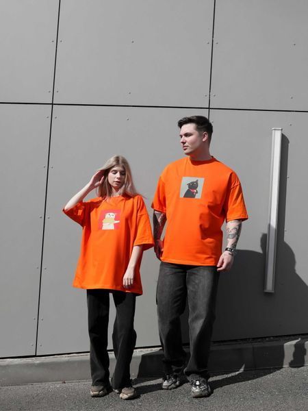 Футболка oversize оранжева fi6p3 фото