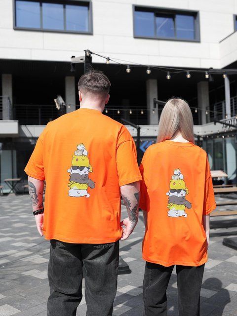Футболка oversize оранжева fi6p13 фото