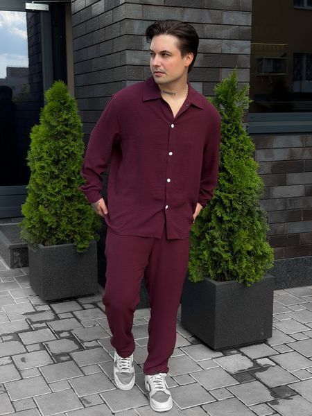 Чоловічі штани casual бордові Krr9 фото