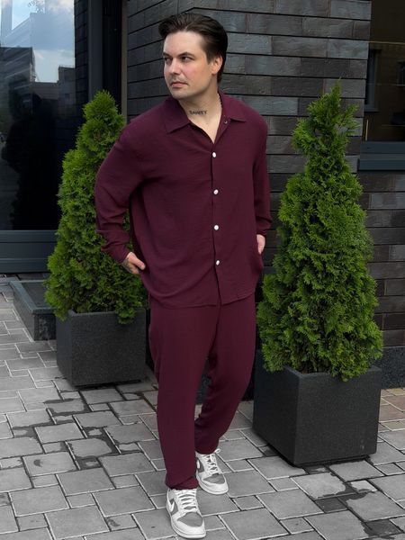 Чоловічі штани casual бордові Krr9 фото