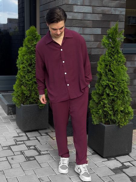 Чоловічі штани casual бордові Krr9 фото