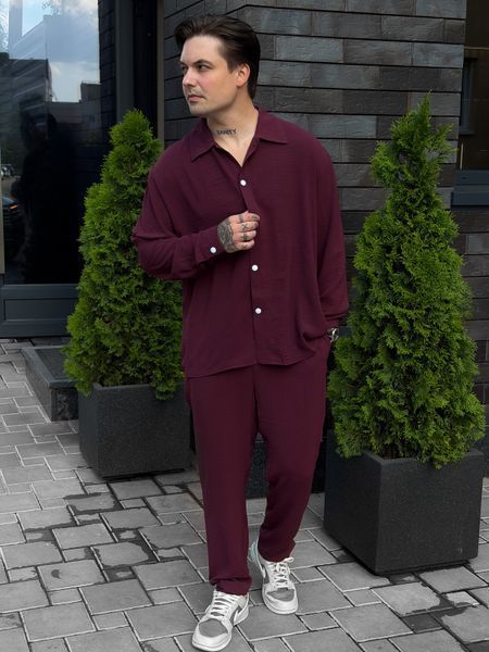 Чоловічі штани casual бордові Krr9 фото