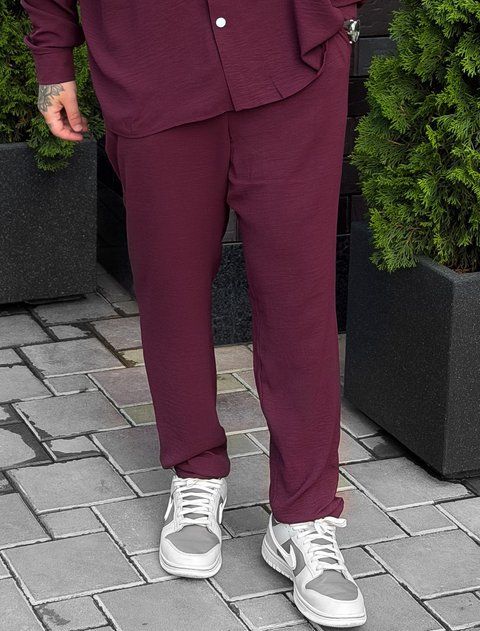 Чоловічі штани casual бордові Krr9 фото