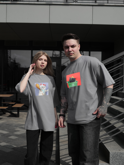 Футболка oversize сіра fi2p5 фото