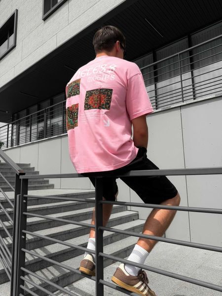 Чоловіча футболка oversize рожева fi5c6 фото