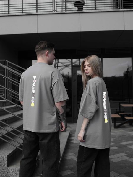Футболка oversize сіра fi2b фото