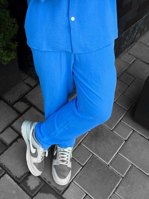 Чоловічі штани casual блакитні Krr8 фото