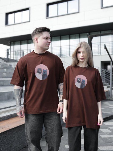 Футболка oversize коричнева fi3n1 фото