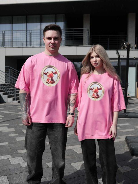 Футболка oversize рожева fi5p10 фото