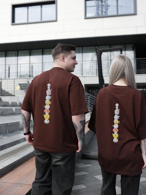 Футболка oversize коричнева fi3p14 фото