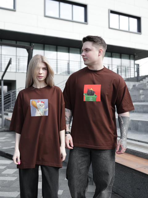 Футболка oversize коричнева fi3p5 фото