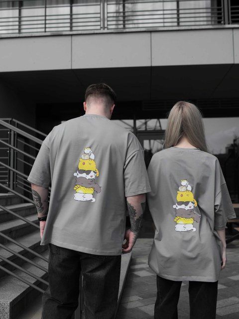 Футболка oversize сіра fi2p13 фото