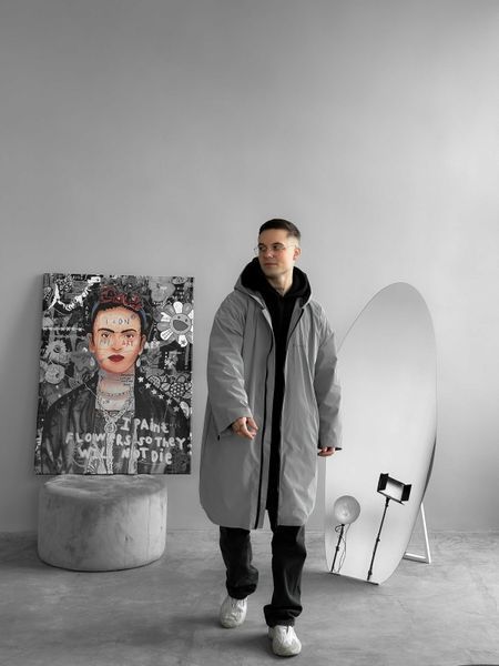 Чоловічий дощовик сірий Wt8 фото