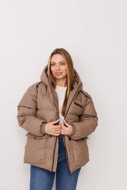 Жіноча oversize куртка мокко V26 фото