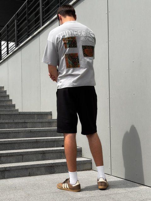 Чоловіча футболка oversize сіра fi2c6 фото
