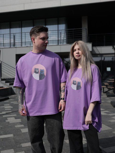 Футболка oversize фіолетова fi7n1 фото