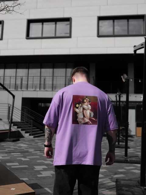 Футболка oversize фіолетова fi7p6 фото
