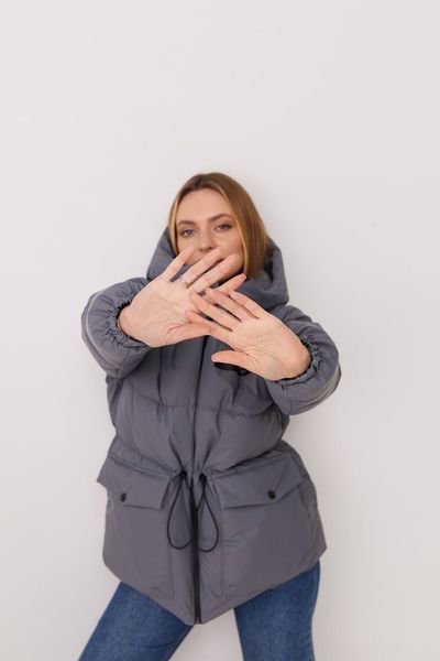 Жіноча oversize куртка графітова V25 фото