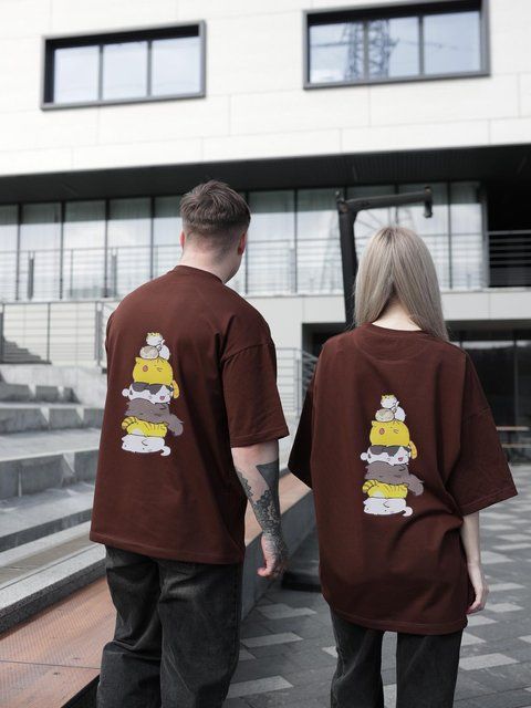 Футболка oversize коричнева fi3p13 фото