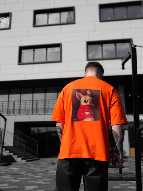 Футболка oversize оранжева fi6p8 фото