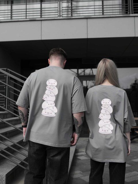 Футболка oversize сіра fi2p11 фото