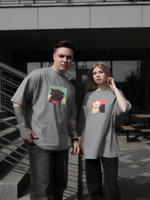 Футболка oversize сіра fi2p1 фото