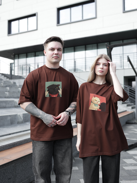 Футболка oversize коричнева fi3p1 фото