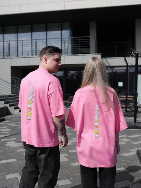 Футболка oversize рожева fi5p14 фото